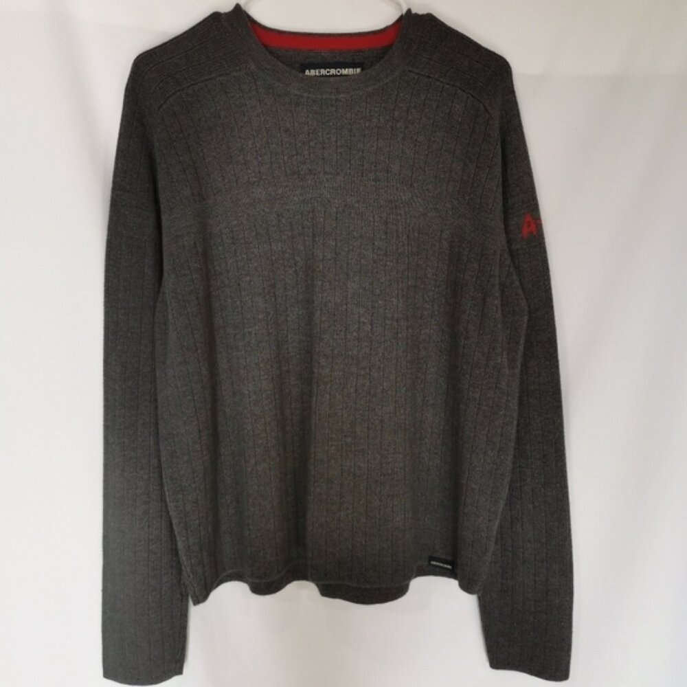 Abercrombie & Fitch Vintage Long Sleeve Ribbed Grey Sweater - Sz M